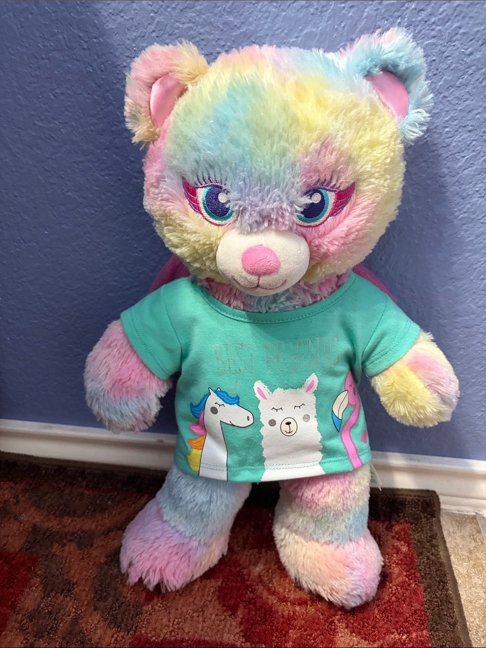 Build A Bear Fairy Friends 19” Plush Stuffed Animal Bear Pastel Tie Dye W/ Wings